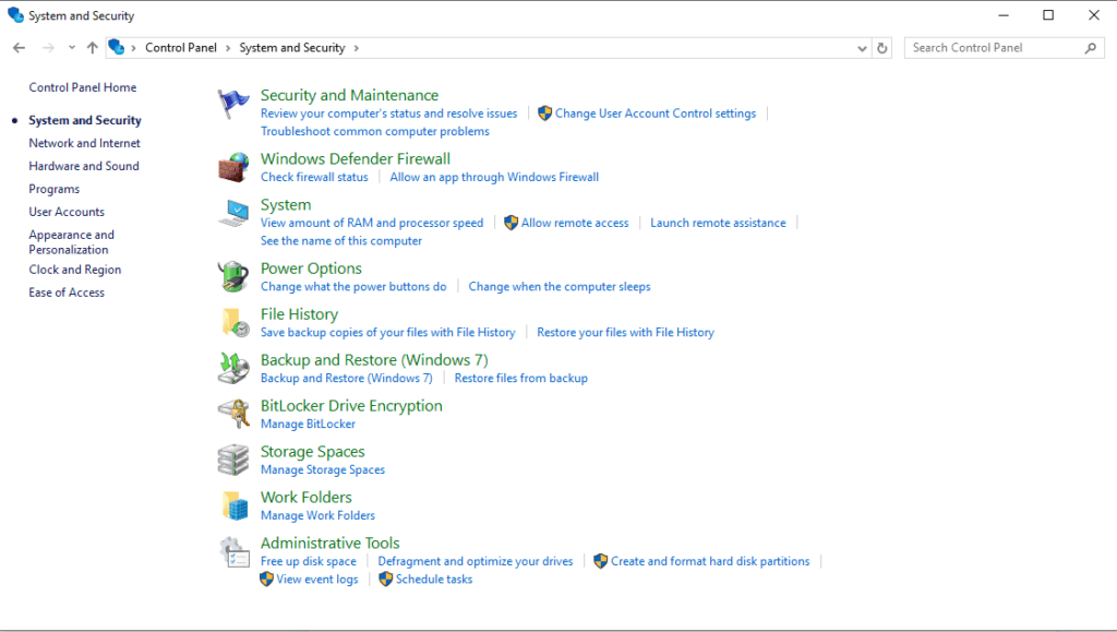 security and settings traid soft